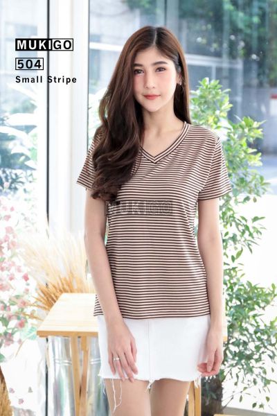 Basic V Tee - Small Stripe - No.504-SmallST