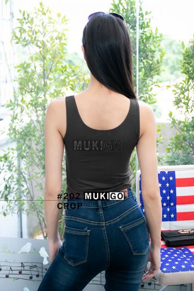Basic Crop Top - No.202 - Black Gray