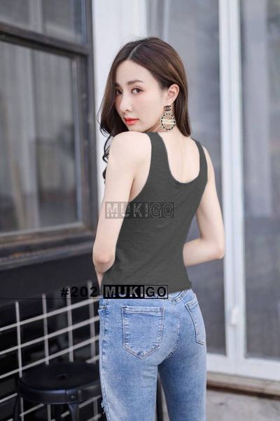 Basic Crop Top - No.202 - Dark Denim Gray