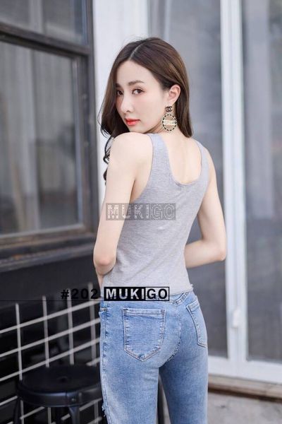 Basic Crop Top - No.202 - Light Denim Gray