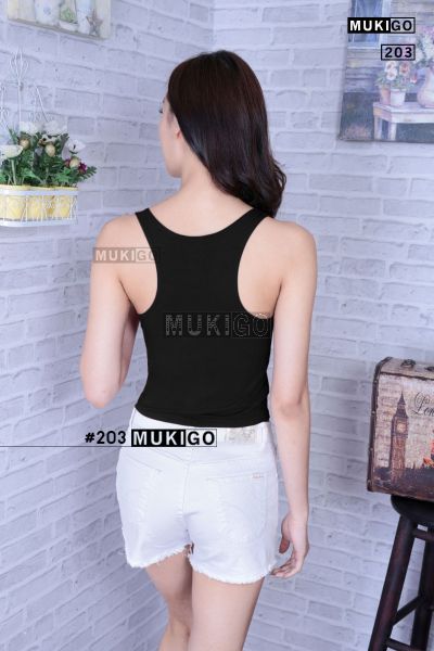 Racer Back Crop Top - No.203 - Black