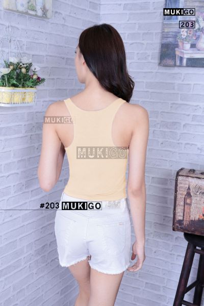 Racer Back Crop Top - No.203 - Cream (Light Beige)