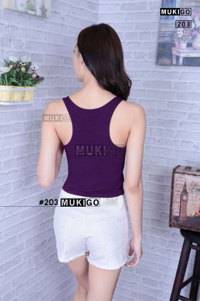 Racer Back Crop Top - No.203 - Dark Violet