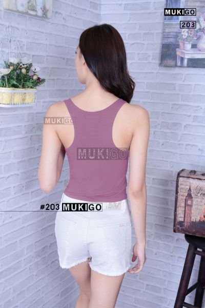 Racer Back Crop Top - No.203 - Khapi (Pink Purple)