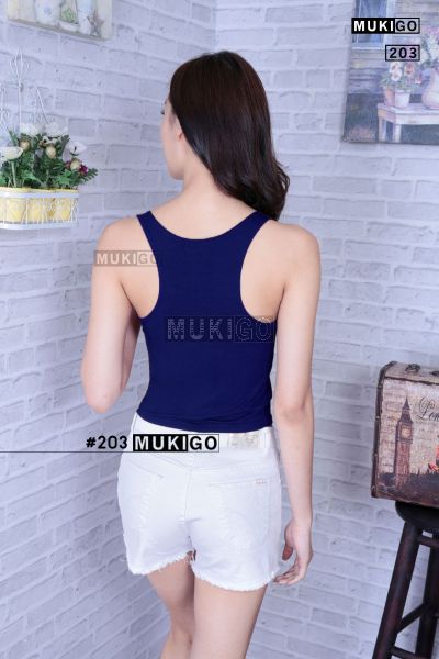 Racer Back Crop Top - No.203 - Navy Blue