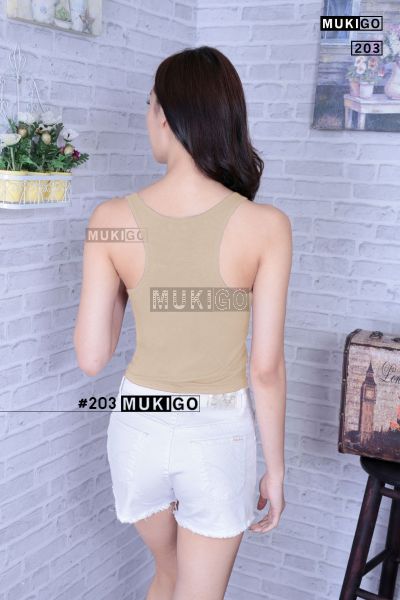 Racer Back Crop Top - No.203 - Ovaltine (Dark Beige)