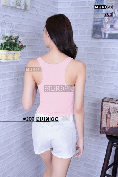 Racer Back Crop Top - No.203 - Pink Nude