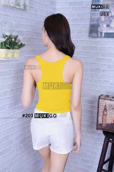 Racer Back Crop Top - No.203 - Yellow Mustard