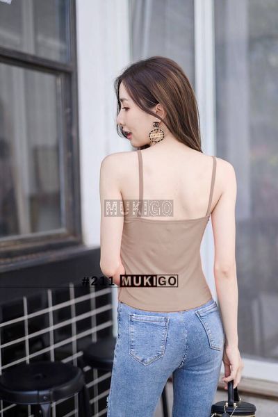 Spaghetti Crop Top - No.211 - Ovaltine (Dark Beige)