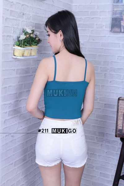 Spaghetti Crop Top - No.211 - Deep Blue Sea