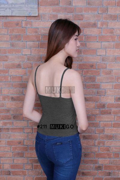 Spaghetti Crop Top - No.211 - Dark Denim Gray