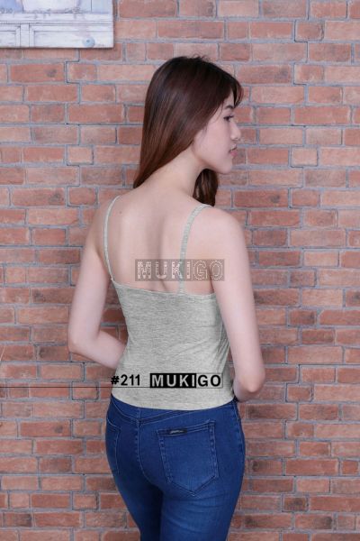 Spaghetti Crop Top - No.211 - Light Denim Gray