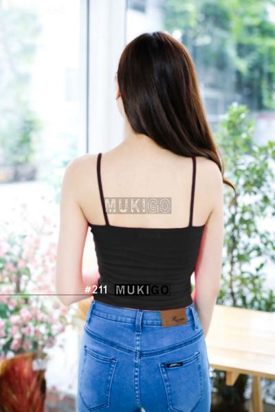 Spaghetti Crop Top - No.211 - Black