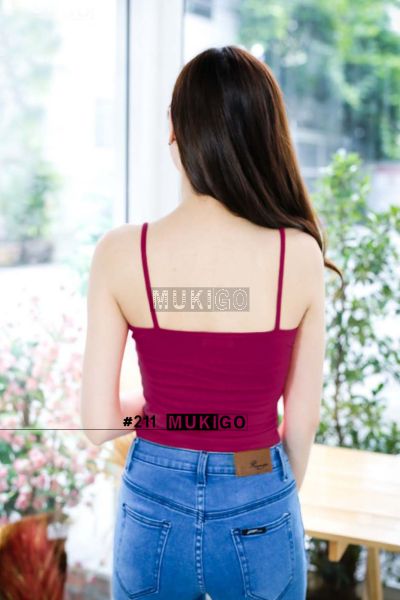 Spaghetti Crop Top - No.211 - Red Wine (Red Burgundy or Maroon)