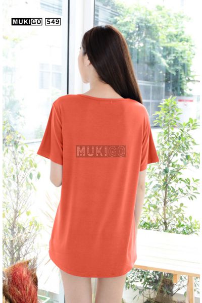 Oversized V Tee with Pocket (Round bottom shaped)-OrangeBrick-017