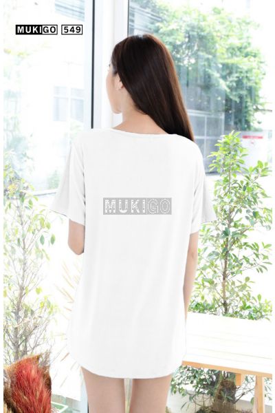 Oversized V Tee with Pocket (Round bottom shaped)-White-001