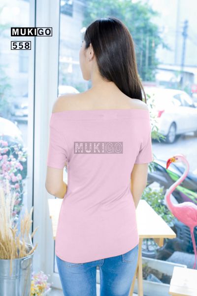 Classy BoatNeck Off Shoulder Tee - Nude (Light Pink)