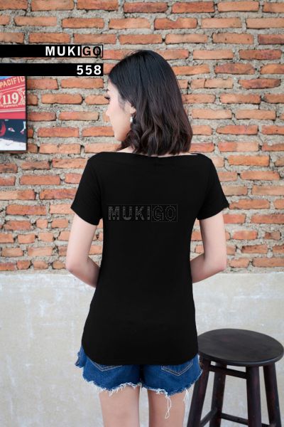 Classy BoatNeck Off Shoulder Tee - Black