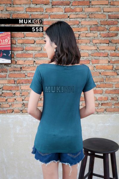 Classy BoatNeck Off Shoulder Tee - Deep Blue Sea