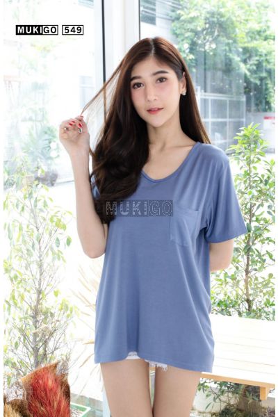 Oversized V Tee with Pocket (Round bottom shaped) - No.549-XL
