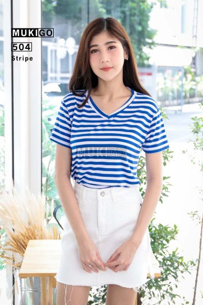 Basic V Tee - Stripe - No.504-ST