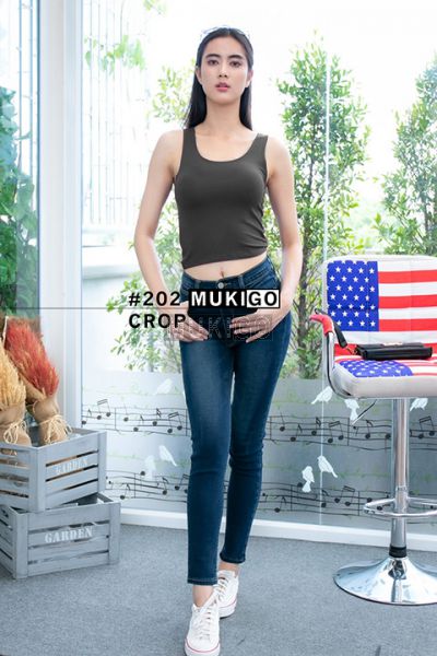 Basic Crop Top - No.202 - Black Gray