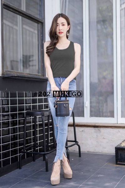Basic Crop Top - No.202 - Dark Denim Gray
