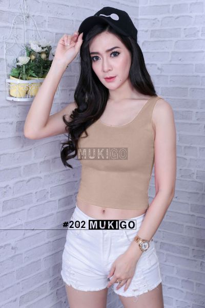 Basic Crop Top - No.202 - Ovaltine (Dark Beige)