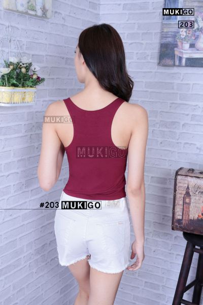 Racer Back Crop Top - No.203 - Red Burgundy (Red Wine)