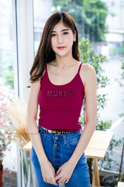 Spaghetti Crop Top - No.211 - Red Wine (Red Burgundy or Maroon)