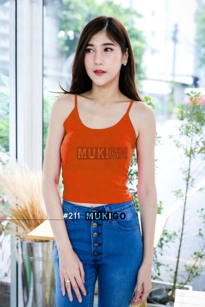 Spaghetti Crop Top - No.211 - Orange Brick