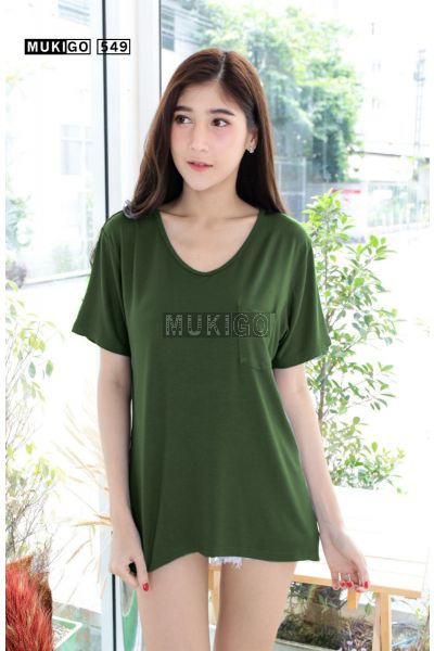 Oversized V Tee with Pocket (Round bottom shaped)-ArmyGreenSoldier-012